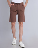 Coffee Brown Stretch Cotton Shorts