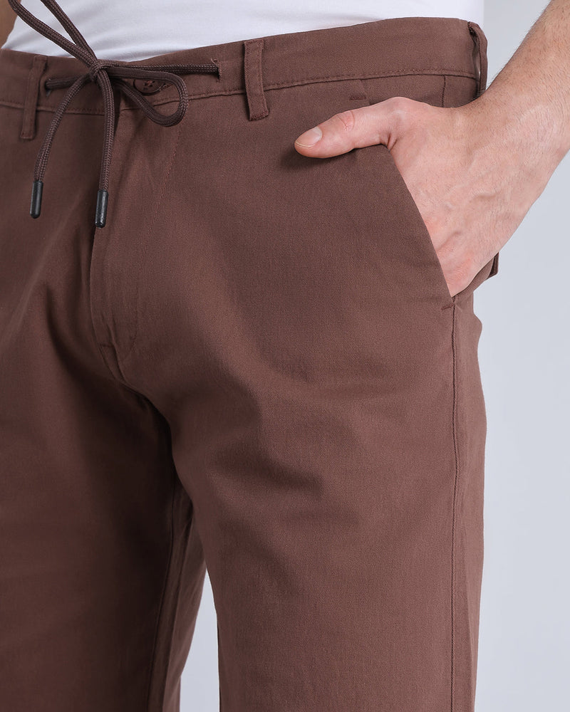 Coffee Brown Stretch Cotton Shorts