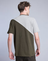 Crocodile Green With Gray Pique Pima Designer T-Shirt