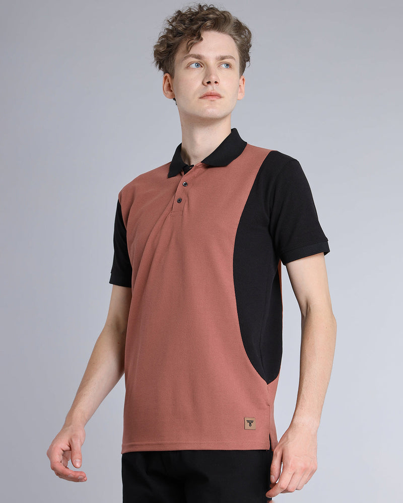 Copper Brown With Cream Pique Pima Designer T-Shirt – Hamercop