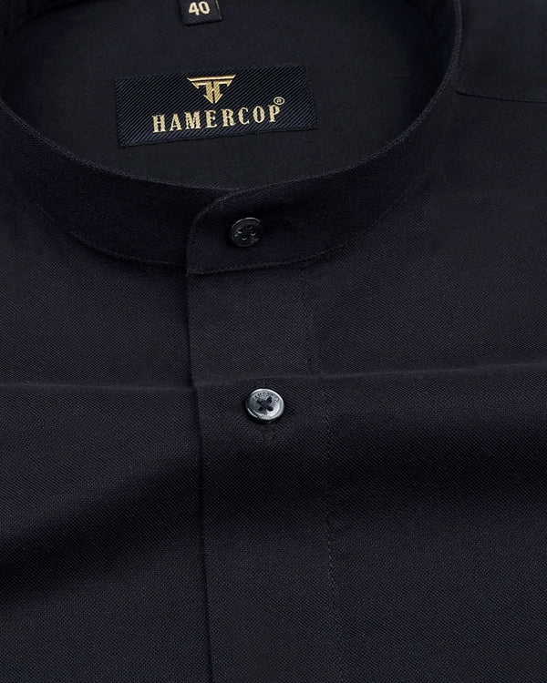 Midnight Black Heavy Oxford Solid Cotton Shirt