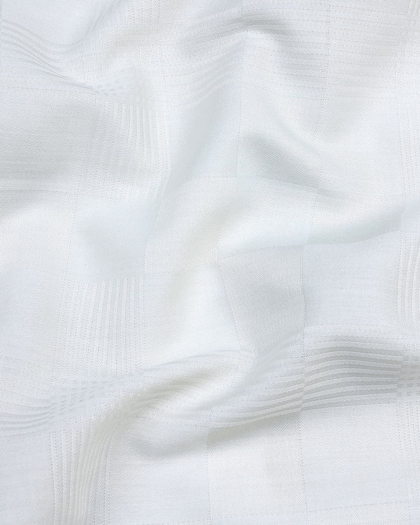 Daisy White Self Checked Jacquard Dobby Cotton Shirt