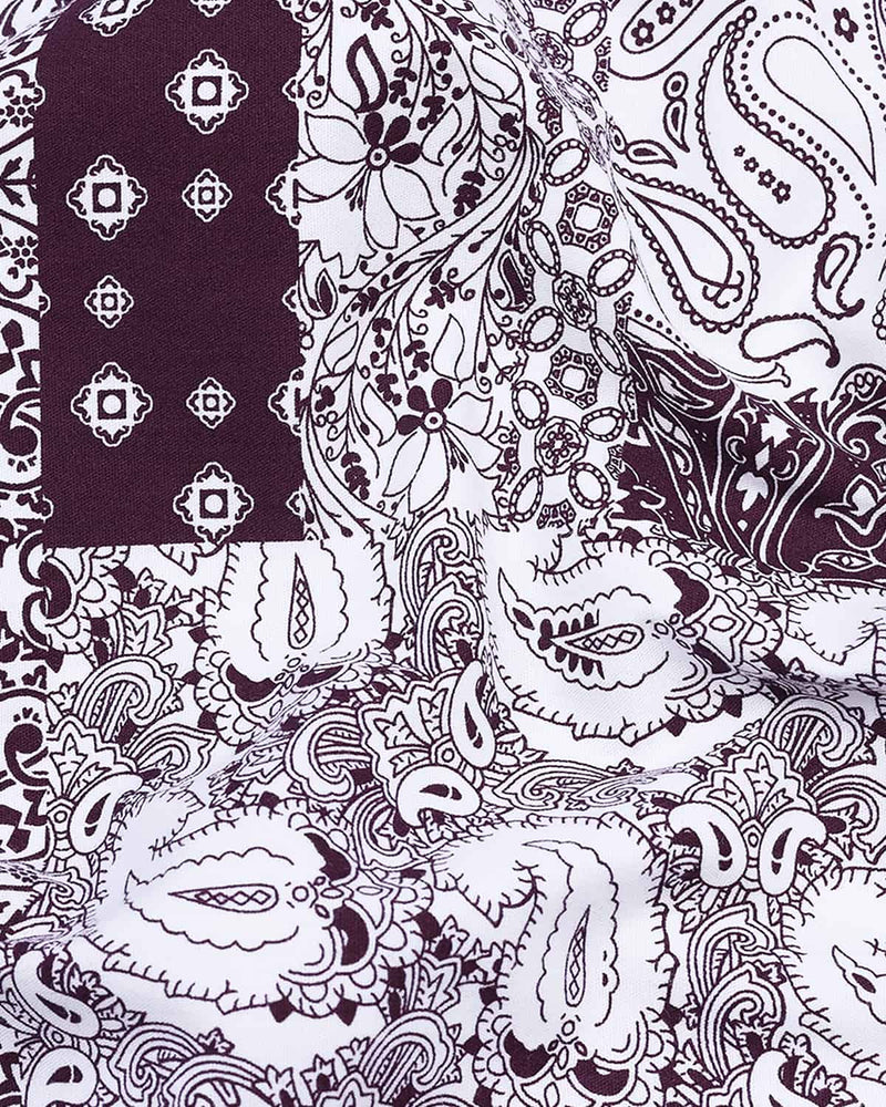 Purple Paisley Bandana Art Printed Designer Cotton Shirt