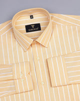 Pale Yellow With White Stripe Oxford Cotton Shirt