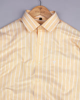 Pale Yellow With White Stripe Oxford Cotton Shirt