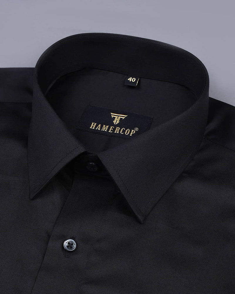 Black Soft Touch Satin Premium Cotton Shirt