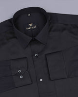 Black Soft Touch Satin Premium Cotton Shirt