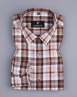 Vistara Brown With Multicolored Yarn Dyed Check Cotton Shirt