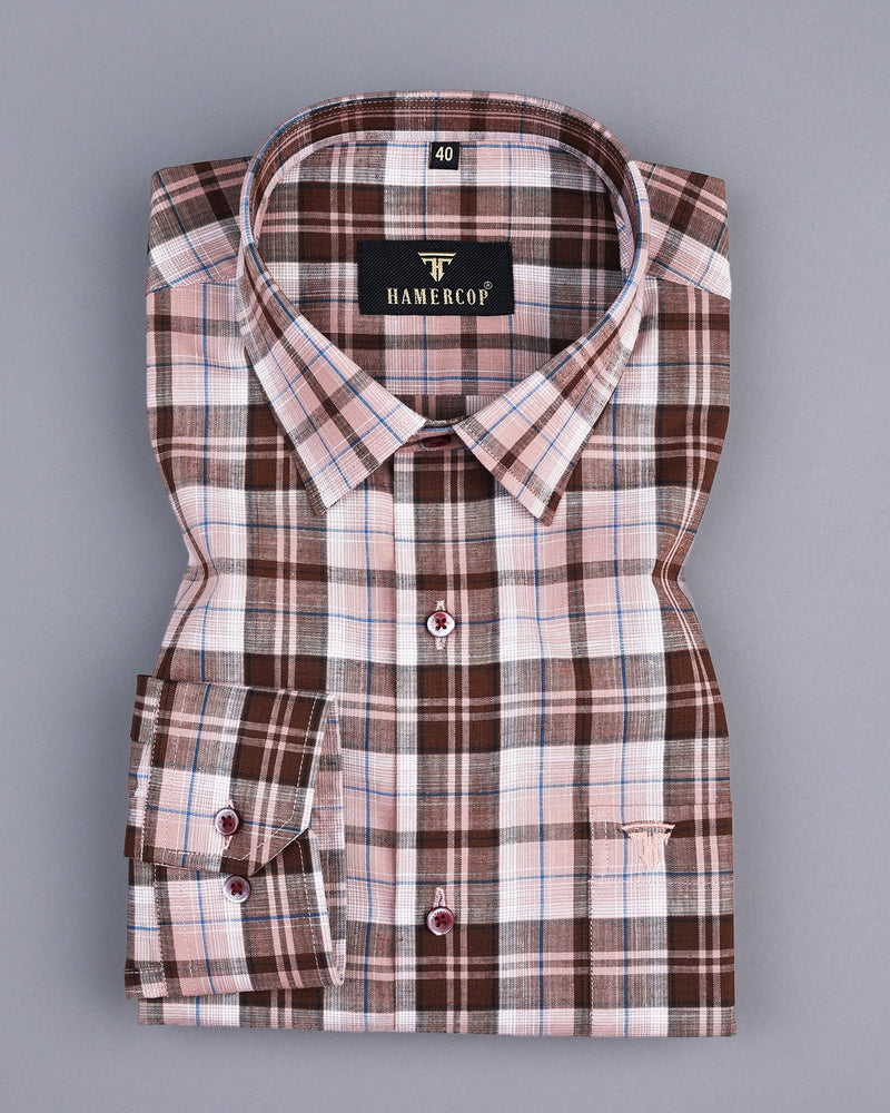 Vistara Brown With Multicolored Yarn Dyed Check Cotton Shirt