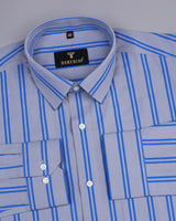 Integral Gray With Blue Stripe Premium Cotton Shirt