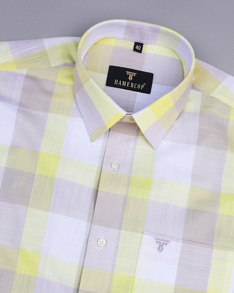 yellow and white checkered shirt