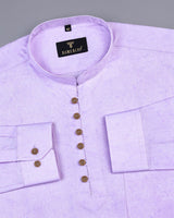 Light Purple Jacquard Paisley Cotton Shirt Style Kurta