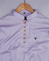 Lilac Purple With Blue Printed Poplin Shirt Style Kurta