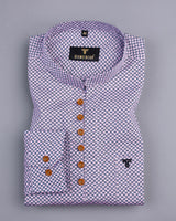 Lilac Purple With Blue Printed Poplin Shirt Style Kurta