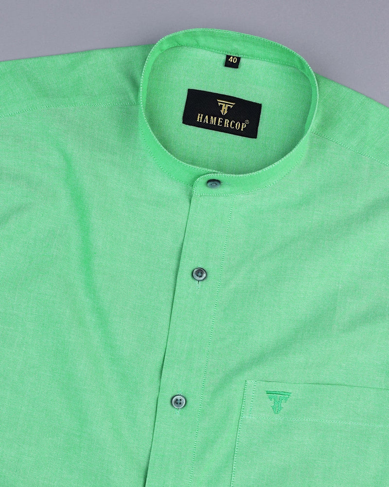 Parrot Green Solid Oxford Cotton Shirt