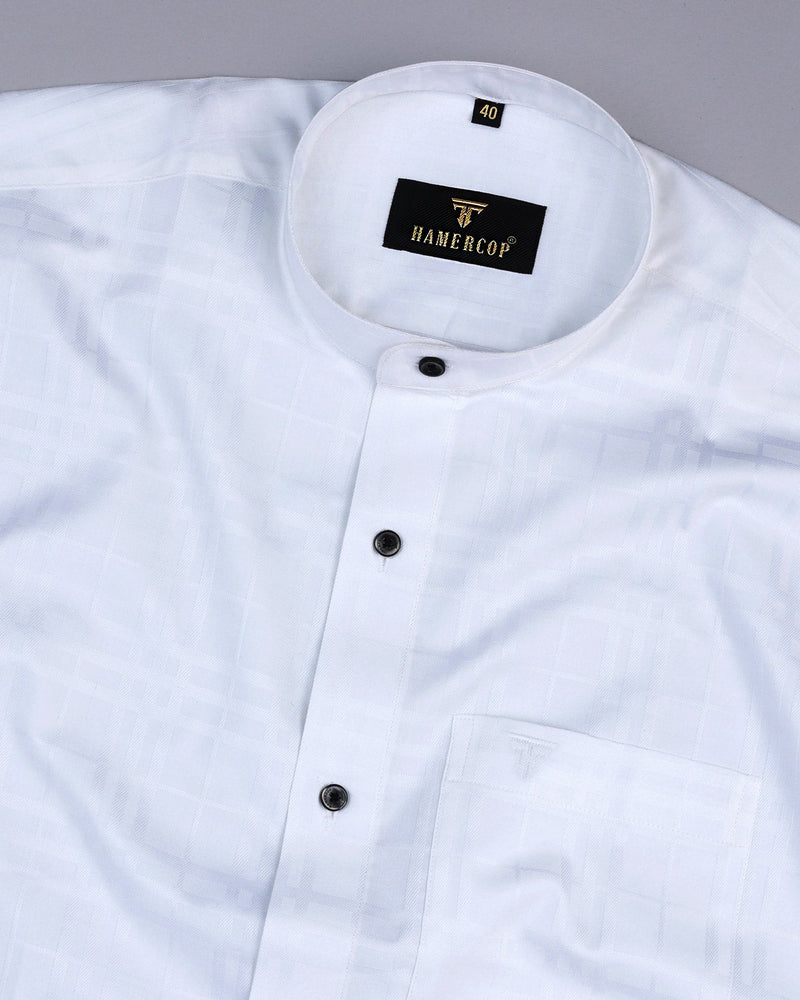 Duck White Self Checked Premium Jacquard Dobby Cotton Shirt