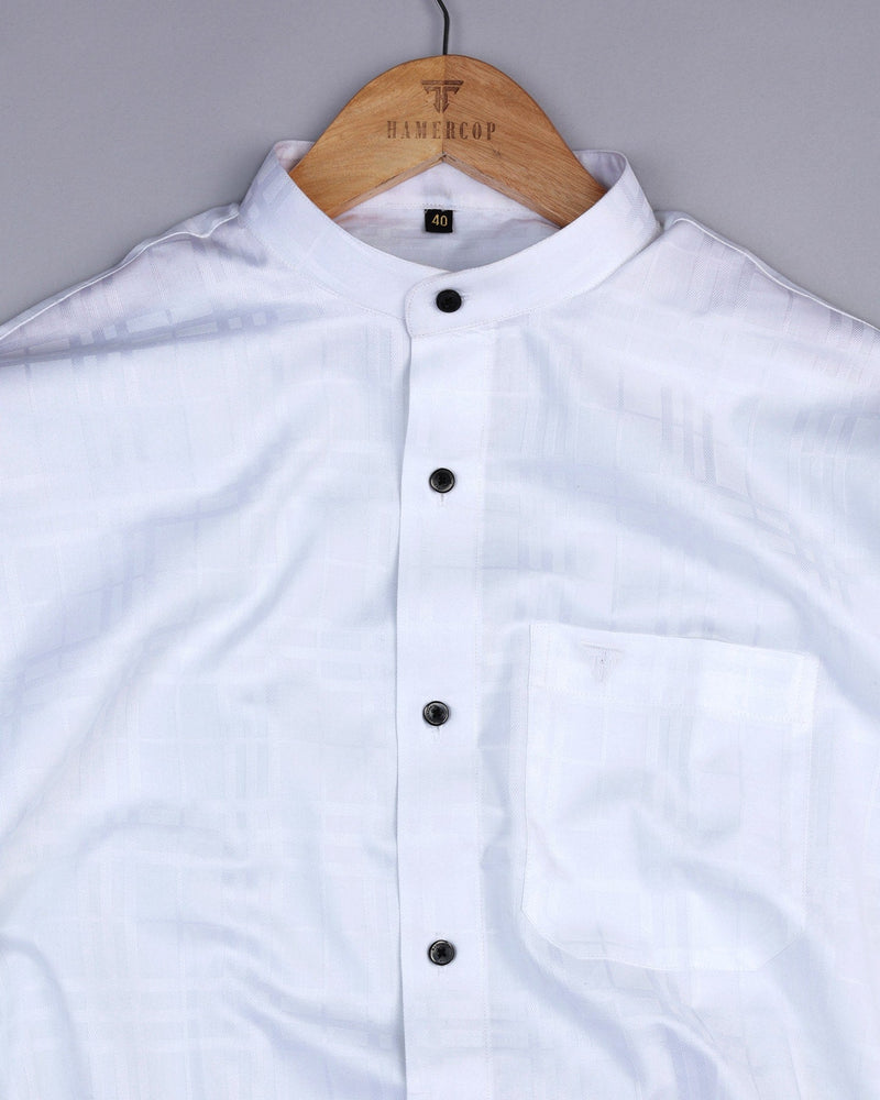 Duck White Self Checked Premium Jacquard Dobby Cotton Shirt