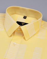 Yovel Yellow With Box Pattern Premium Cotton Shirt