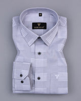 Yovel Gray With Box Pattern Premium Cotton Shirt