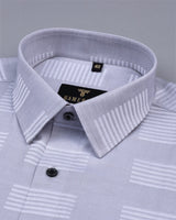 Yovel Gray With Box Pattern Premium Cotton Shirt