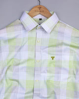 Green Pumpkin With Gray Check White Linen Cotton Shirt