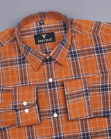 Yucon Brown With Blue Twill Check Premium Cotton Shirt