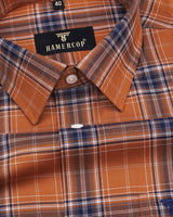 Yucon Brown With Blue Twill Check Premium Cotton Shirt