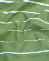 Broccoli Green And White Broad Stripe Premium Cotton Shirt