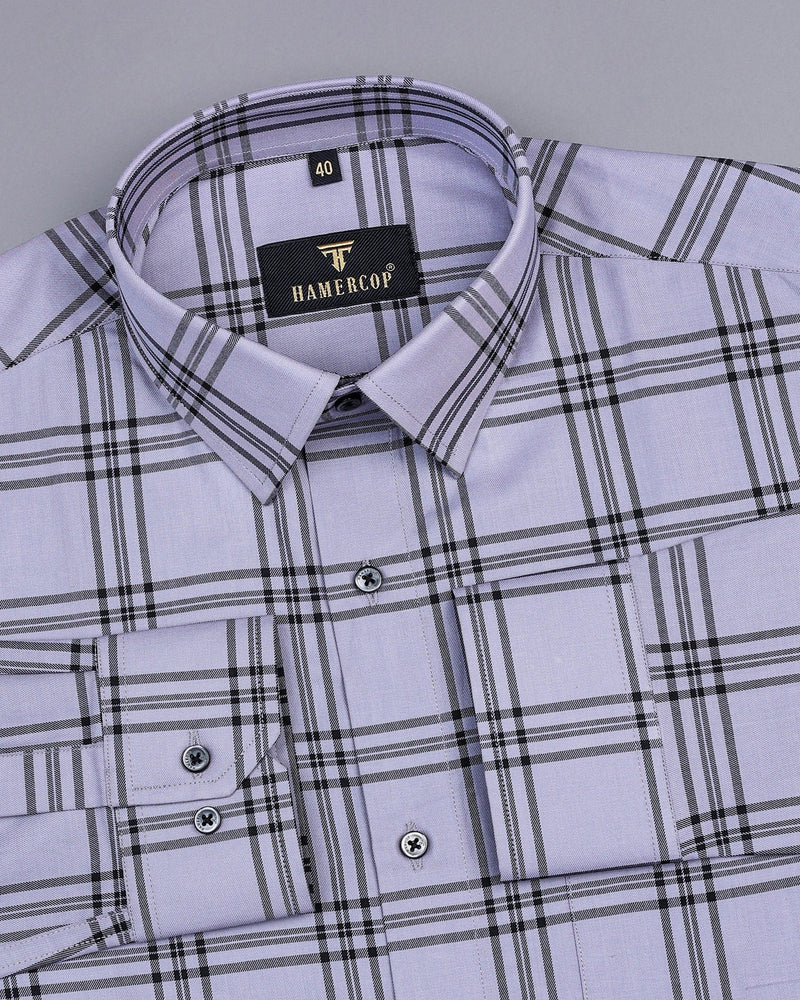 Topaz Gray With Black Twill Check Premium Dobby Shirt