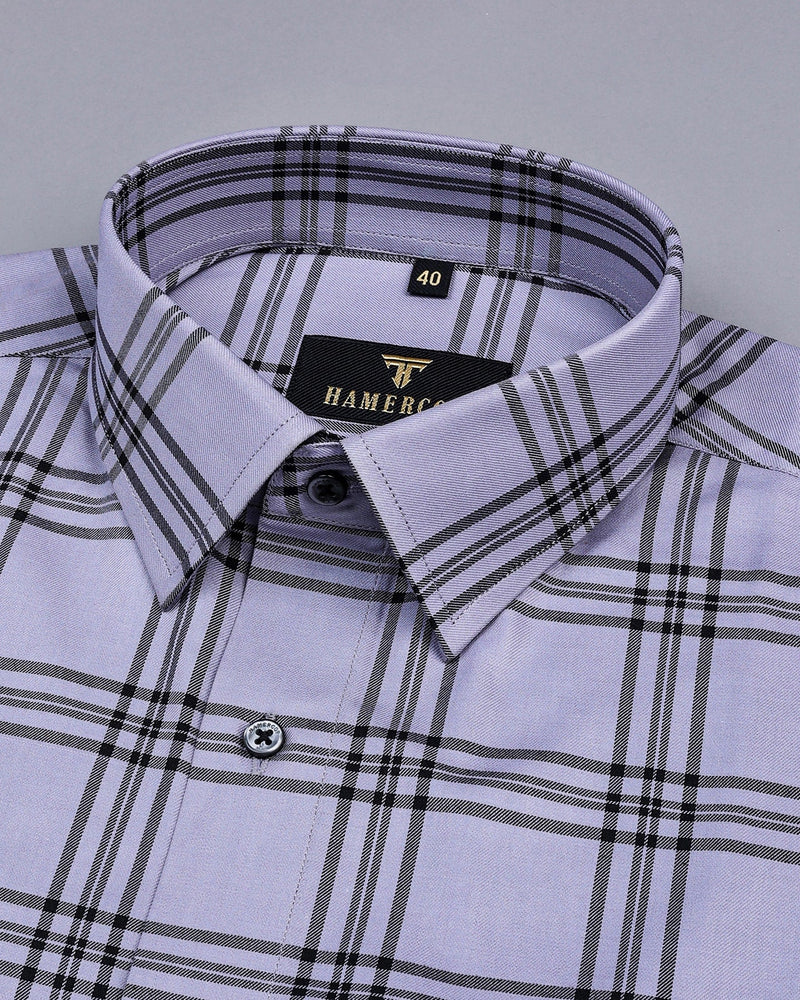 Topaz Gray With Black Twill Check Premium Dobby Shirt