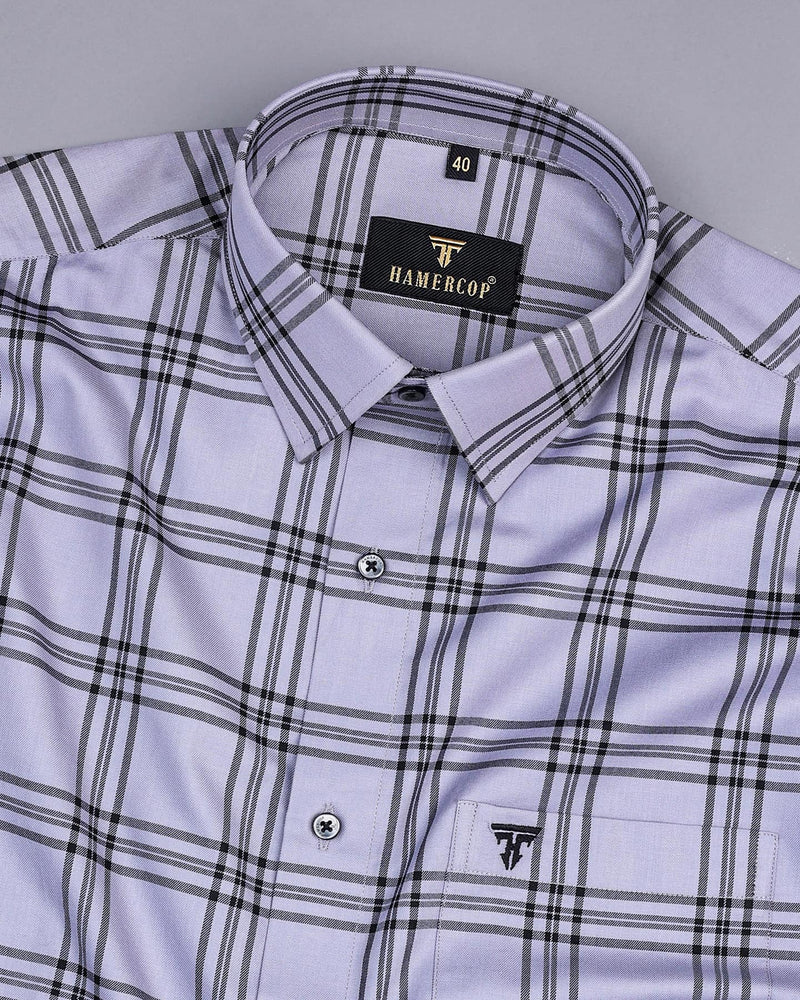 Topaz Gray With Black Twill Check Premium Dobby Shirt