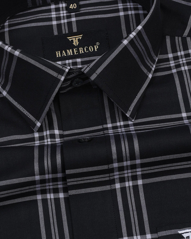 Topaz Black With Gray Twill Check Premium Dobby Shirt