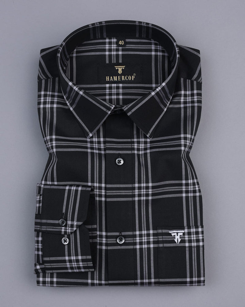 Topaz Black With Gray Twill Check Premium Dobby Shirt