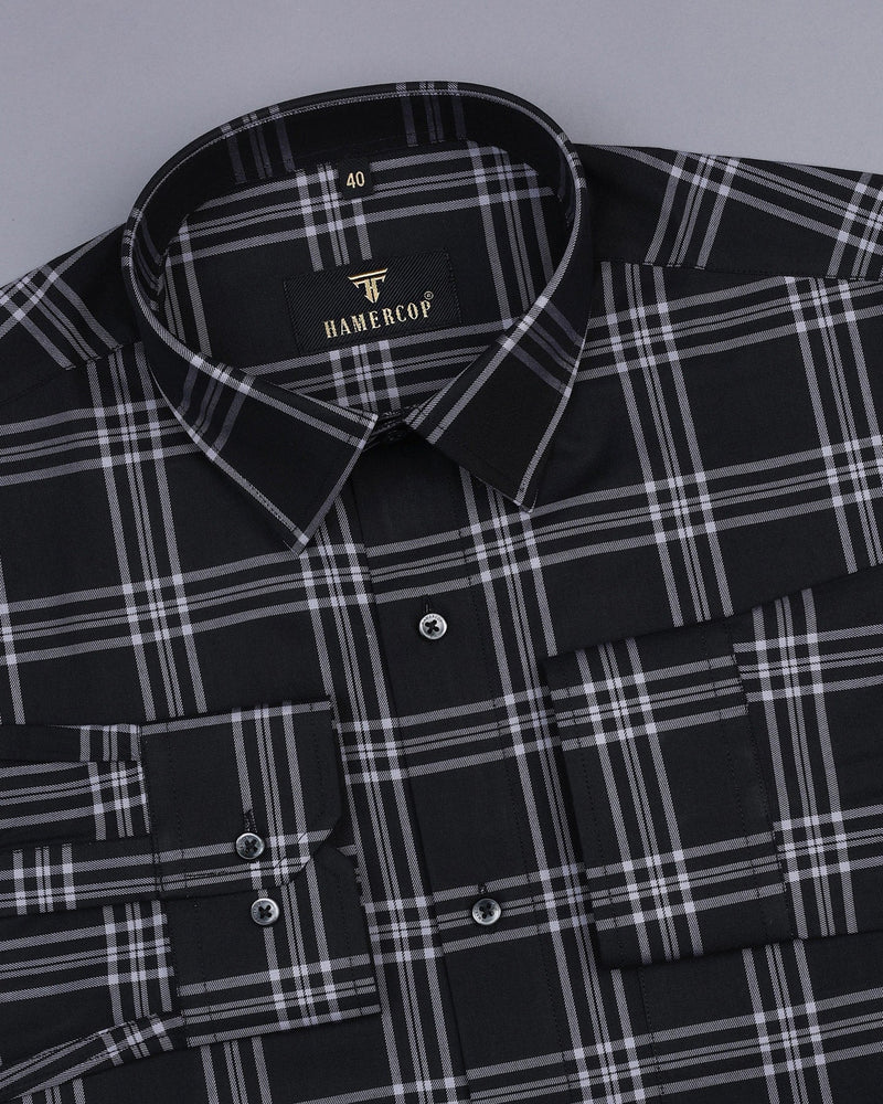 Topaz Black With Gray Twill Check Premium Dobby Shirt