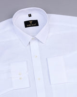 White Solid Linen Cotton Formal Shirt