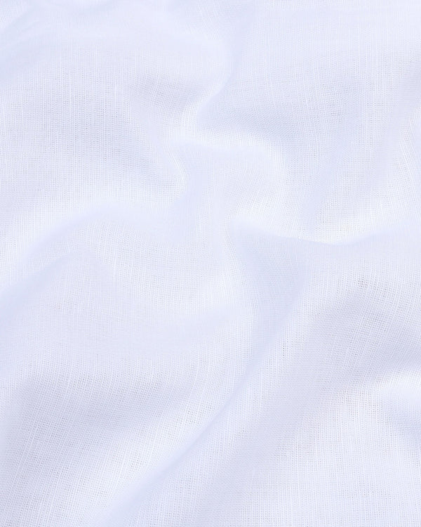 White Solid Linen Cotton Formal Shirt