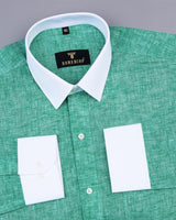 Green Soft Linen Cotton Designer Formal Shirt