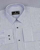 Norwich Black With White Dobby  Stripe Cotton Shirt