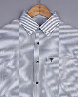 Norwich Black With White Dobby  Stripe Cotton Shirt