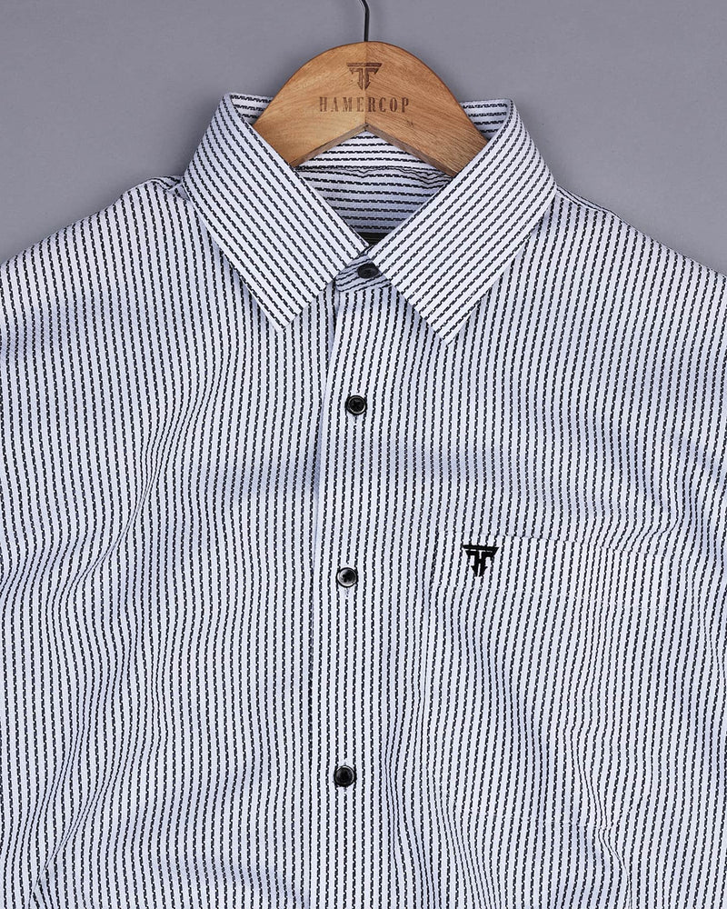 Norwich Black With White Dobby  Stripe Cotton Shirt