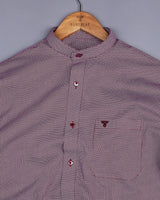 Capricorn Maroon With White Printed Cotton Shirt