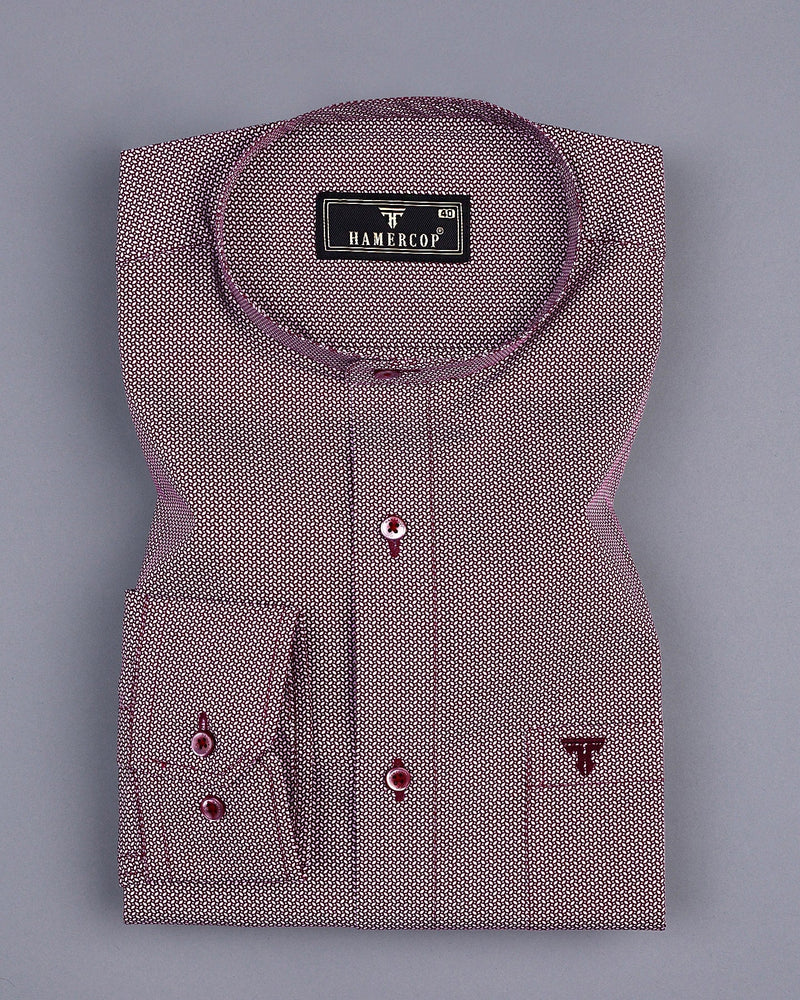 Capricorn Maroon With White Printed Cotton Shirt