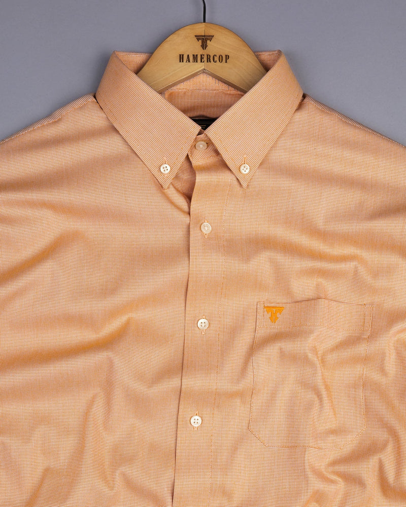 Lisbon Buff Yellow Houndstooth Dobby Cotton Shirt