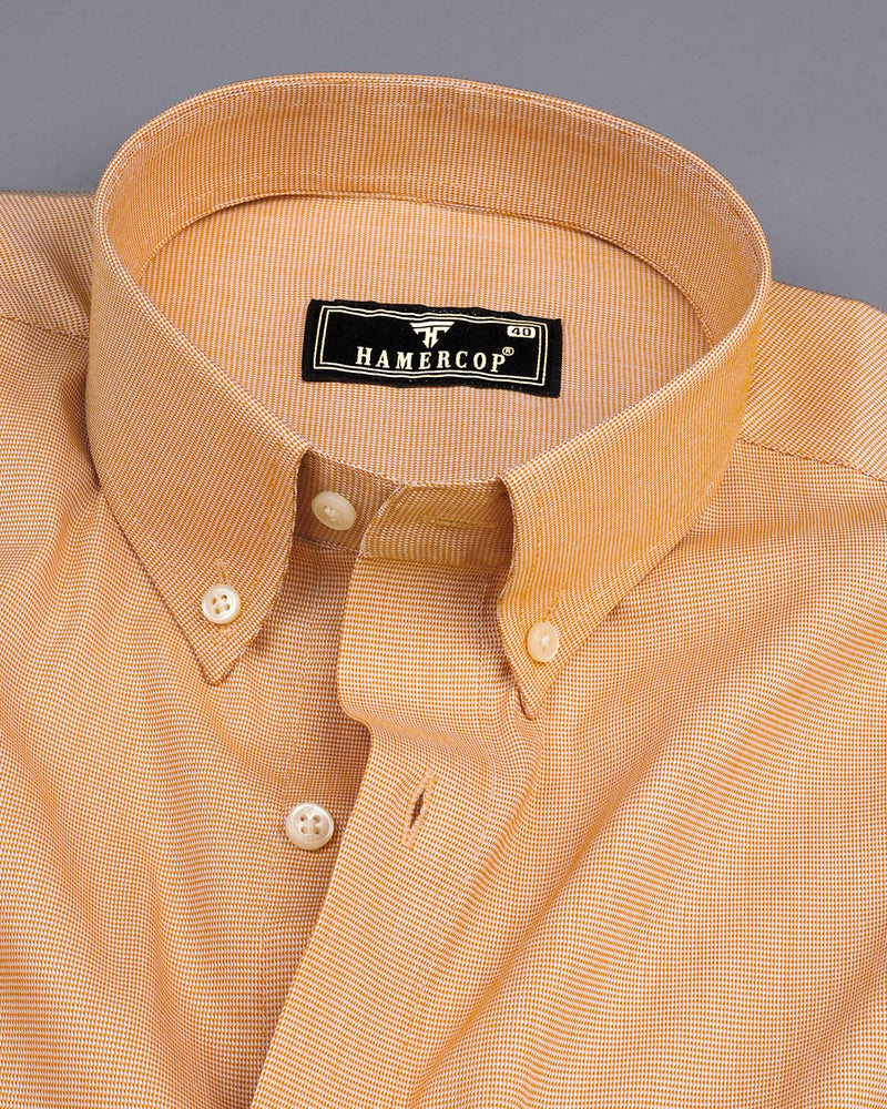 Lisbon Buff Yellow Houndstooth Dobby Cotton Shirt