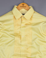 Lemon Yellow Soft Touch Satin Designer Tuxedo Shirt