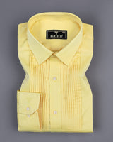 Lemon Yellow Soft Touch Satin Designer Tuxedo Shirt