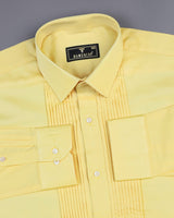 Lemon Yellow Soft Touch Satin Designer Tuxedo Shirt