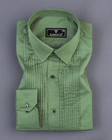 Fern Green Soft Touch Satin Designer Tuxedo Shirt