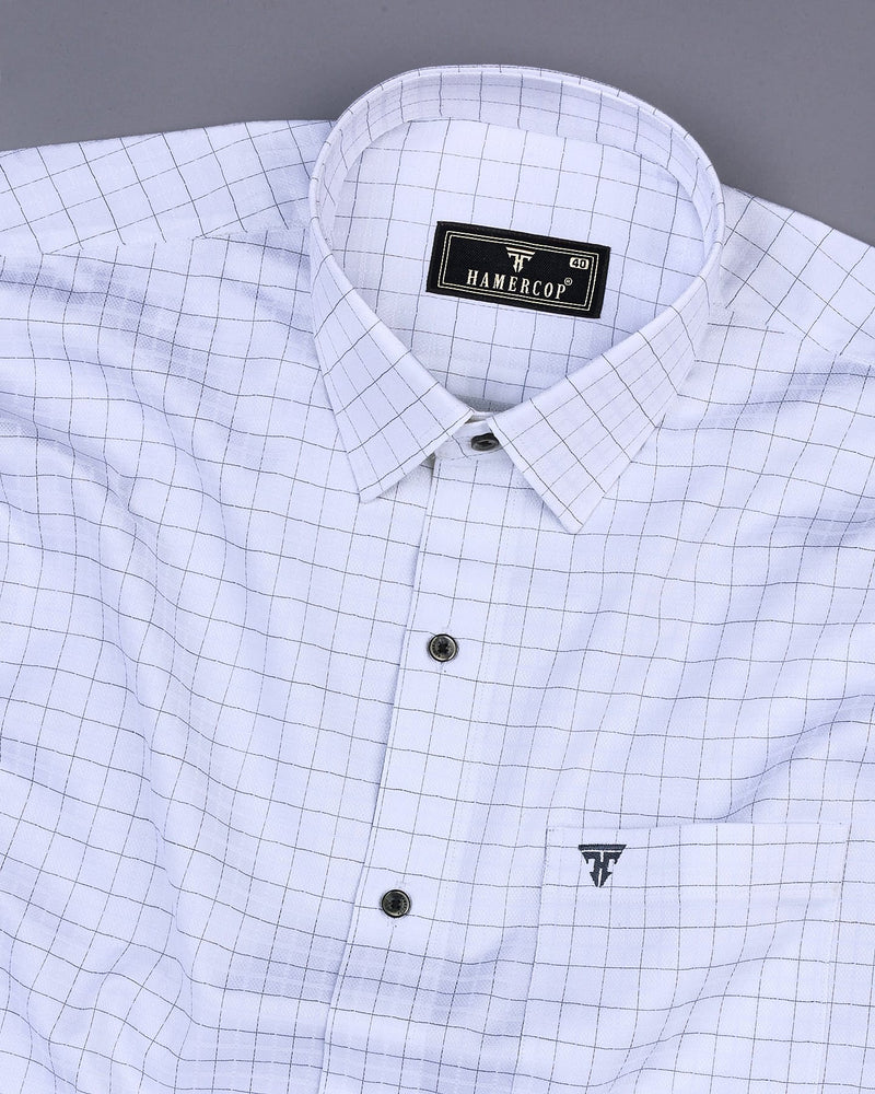 Gray With Cornish White Premium Check Giza Shirt