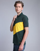 Forest Green With Yellow Pique Pima Designer T-Shirt